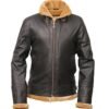 brown genuine leather shearling jacket