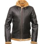 brown genuine leather shearling jacket