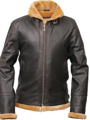 brown genuine leather shearling jacket