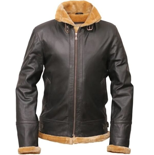 brown genuine leather shearling jacket