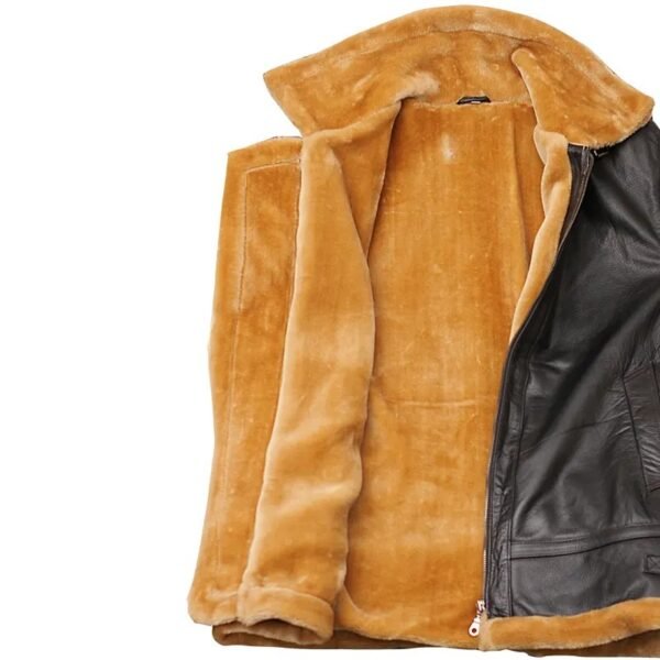 men's brown genuine leather shearling jacket