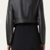 Women nappa leather cropped moto jacket
