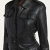 LEATHER jacket WITH belt Zara