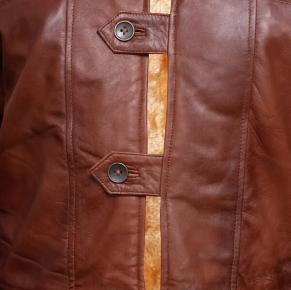 women's brown leather trench coat