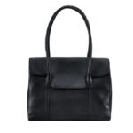 black leather handbag