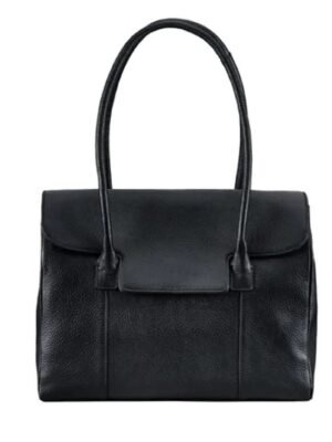 black leather handbag