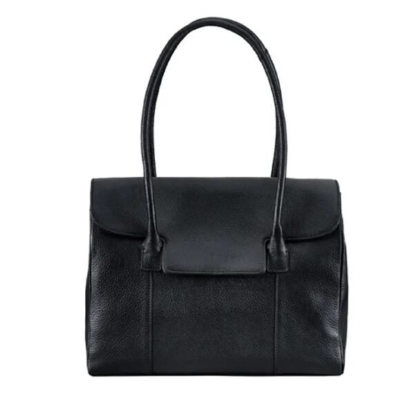 black leather handbag