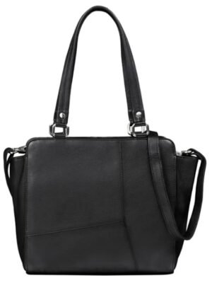 black leather handbag