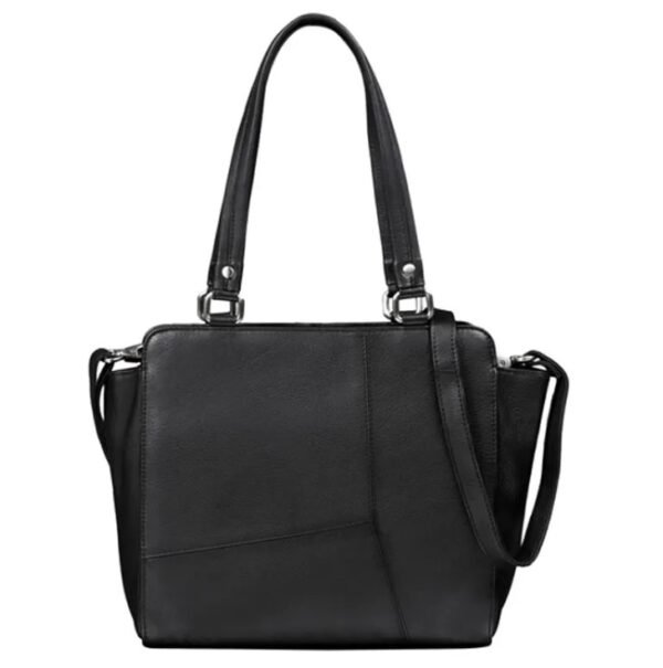 black leather handbag