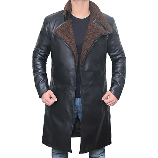 black coat with fur collar mens​​