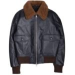 collar fur leather jacket