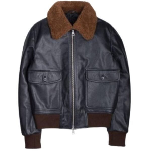 collar fur leather jacket