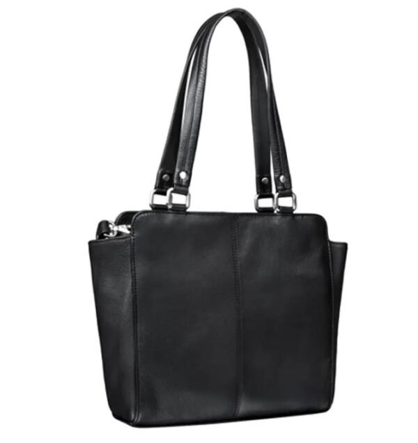 Genuine leather black leather handbag