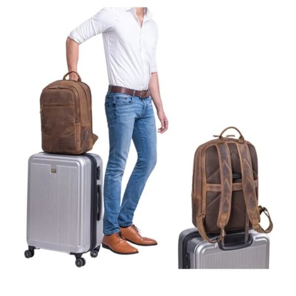 business slim leather backpack