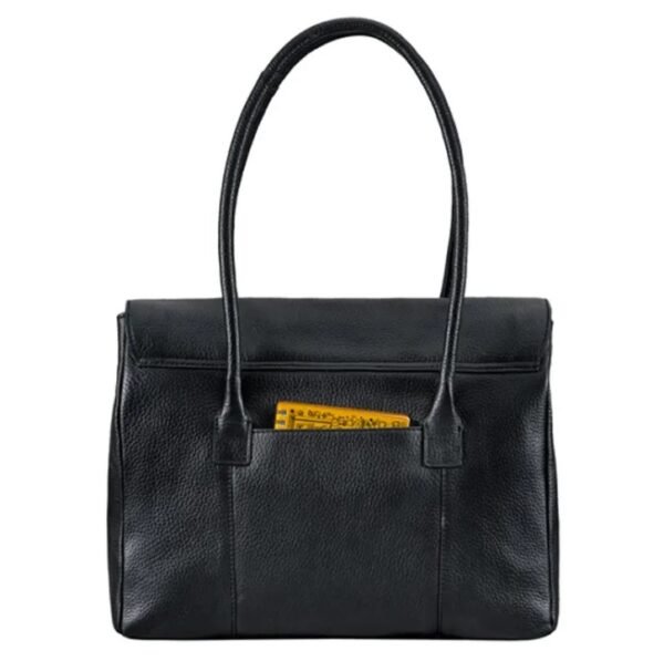 Tote black leather handbag