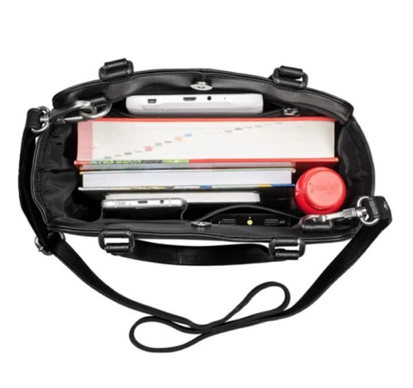 Women black leather handbag