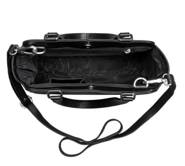 Tote black leather handbag